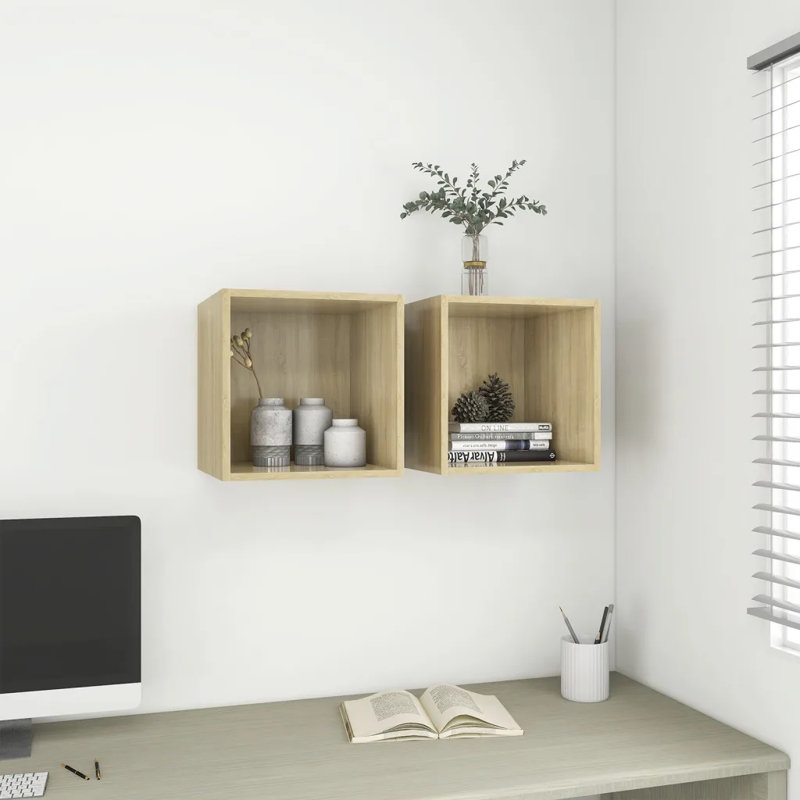 Dorli 2 Piece Square Cube Shelf, Sonoma Oak