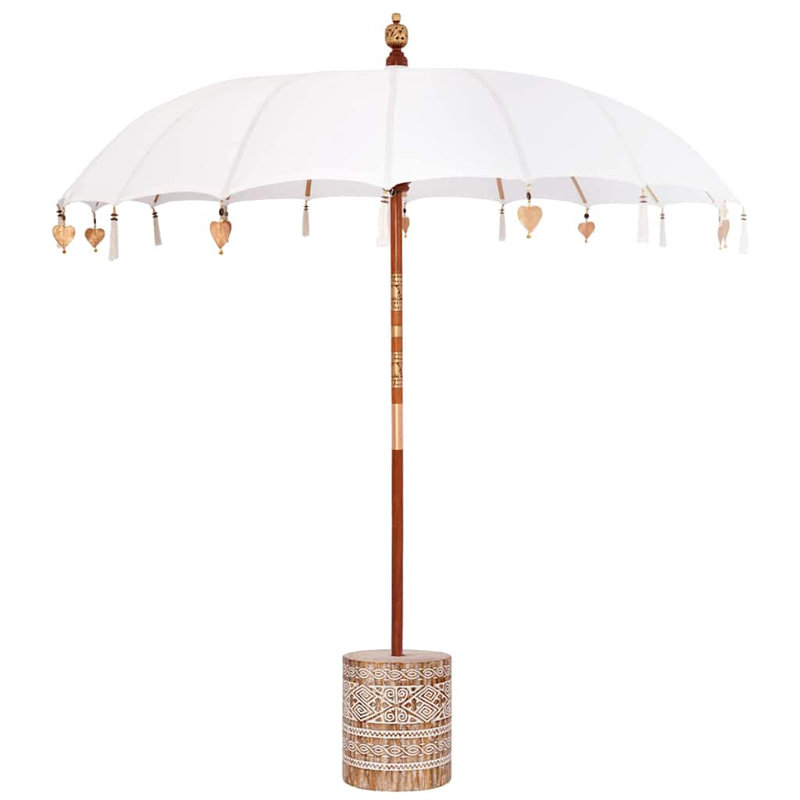 Balinese Parasol Cream Cotton, Solid Wood, 260cm H x 215cm W x 215cm D
