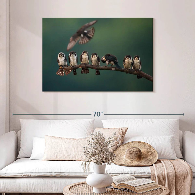 Perched Falconet Birds, 30" H x 45" W