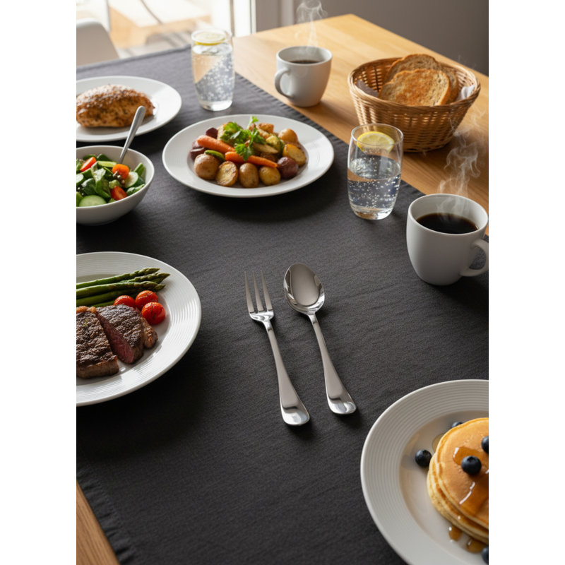BRESCIA Serving Set (Fork and Spoon), 9.83" L x 3" W, Stainless