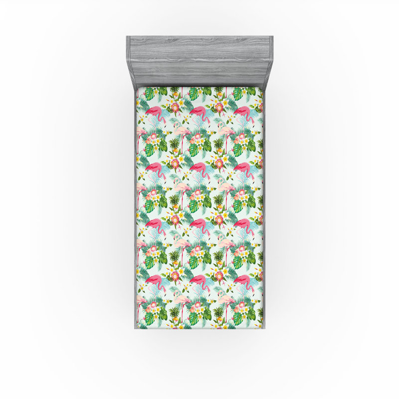Drap-housse Ambesonne, paquet de 2, Drap-housse simple TG, Floral vert / rose / bleu
