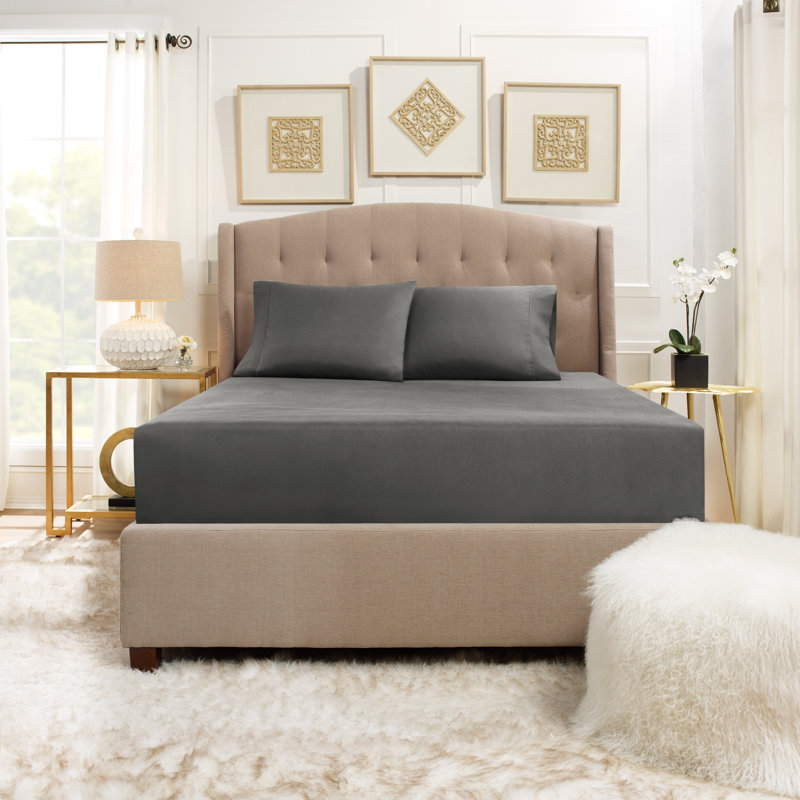 Microfiber Sheet Set, Twin XL Sheet Set with 1 Pillowcase, Charcoal Gray