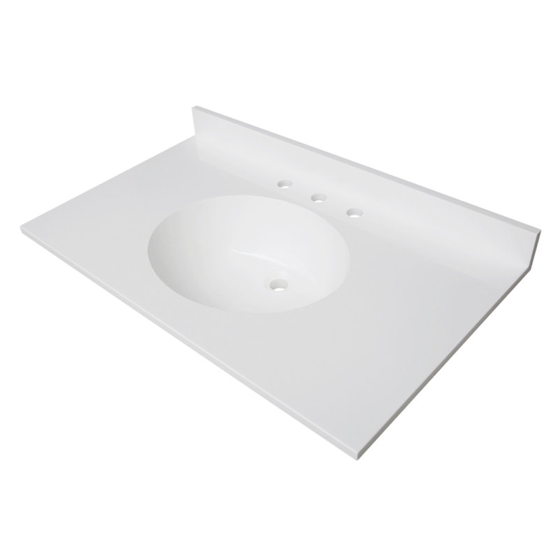 Dessus de meuble-lavabo à surface solide 37 po Kingston KVPB3722A38 Wimbeldon, blanc brillant