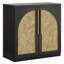 Armoire de rangement cannelée arquée moderne 31,3 po Adelle, buffet modulaire avec poignées dorées, tablettes réglables et charnières à fermeture douce-1328786335
