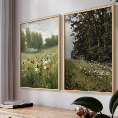 Vintage  Floral LVII  -Framed Giclee Print - Set of 2