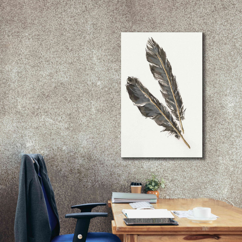 «Paul Gold Feathers III» sur toile par Chris Paschke, H 40 po x l 26 po x P 1,5 po