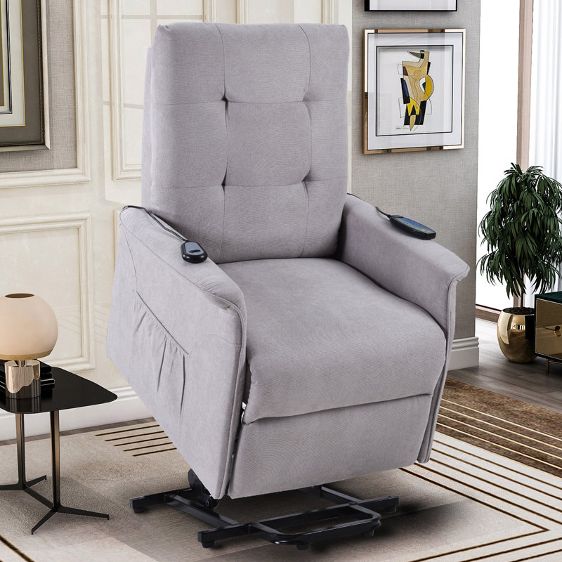 Fauteuil de massage inclinable électrique, Mélange de polyester gris clair