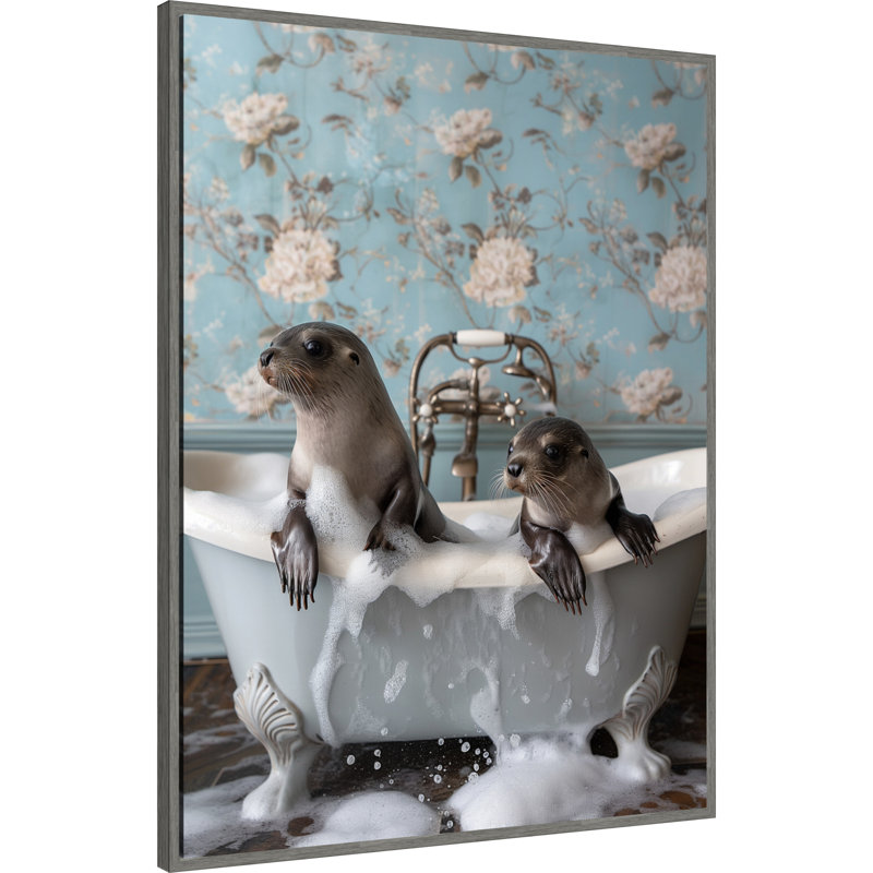 «Seal Soak» par Hostetter, reproduction d'art sur toile encadrée, H 42 po x l 32 po