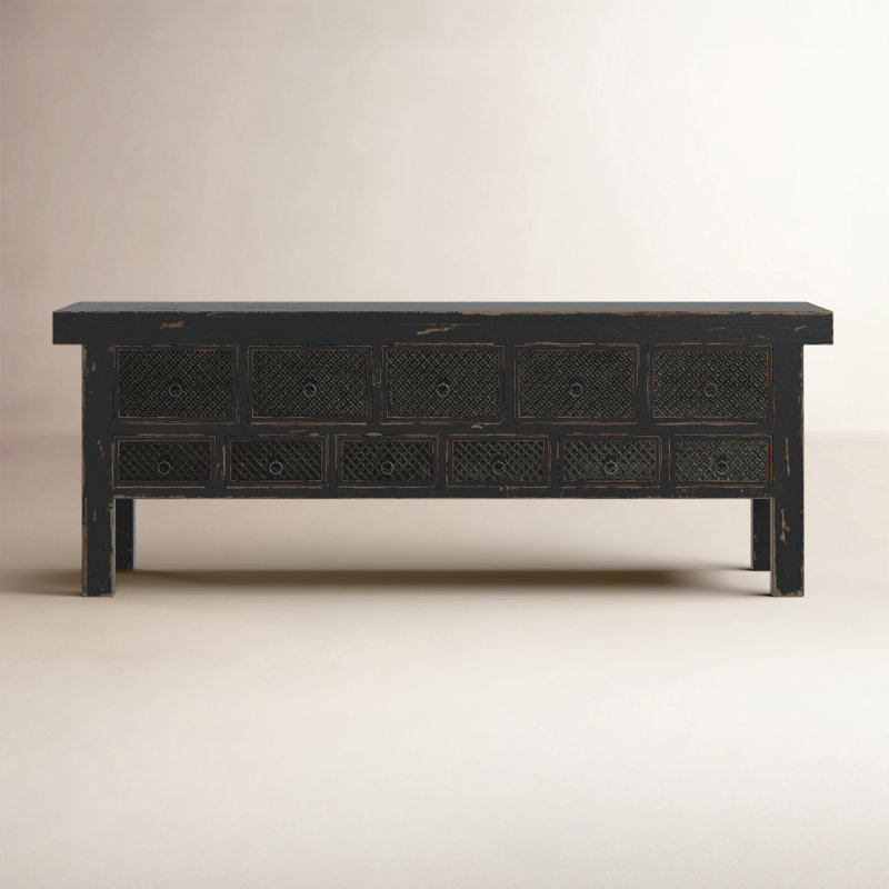 Lahey 93'' W Solid Wood Console Table, Black