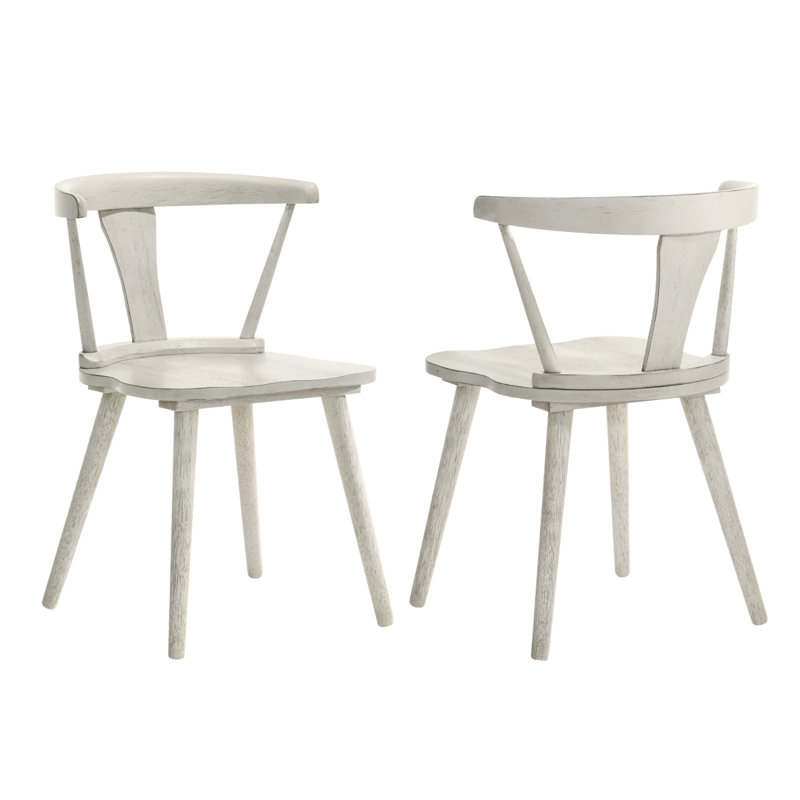2 Pieces Set Dining Side Chair Rustic Modern Farmhouse Design Retro Design Easy To Assembly, White