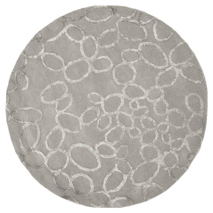 Tapis gris en laine / coton / viscose touffeté à la main Claudian