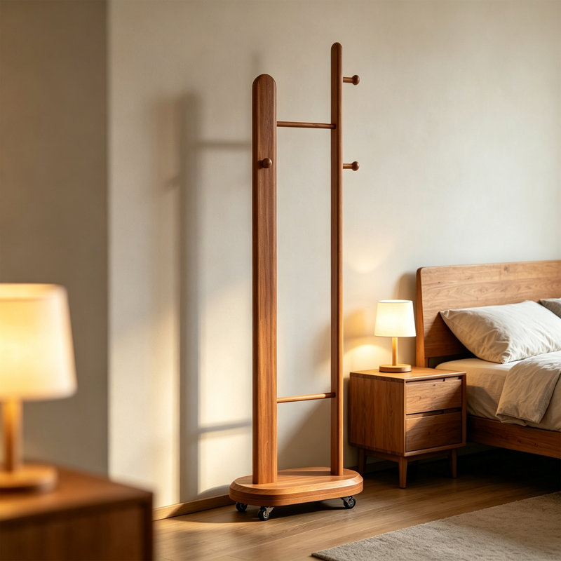 Portemanteau en bois d'hévéa massif, Brun