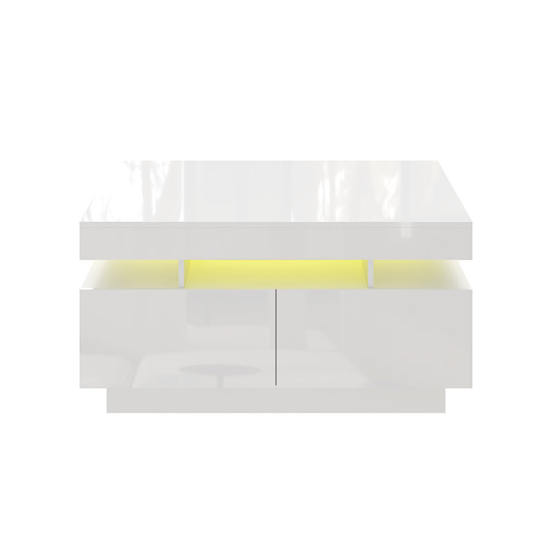 Frame Coffee Table with Storage, White