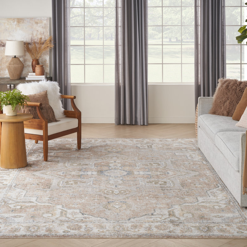 Tapis beige lavable à la machine Laleia, Rectangle 7 pi 10 po x 10 pi