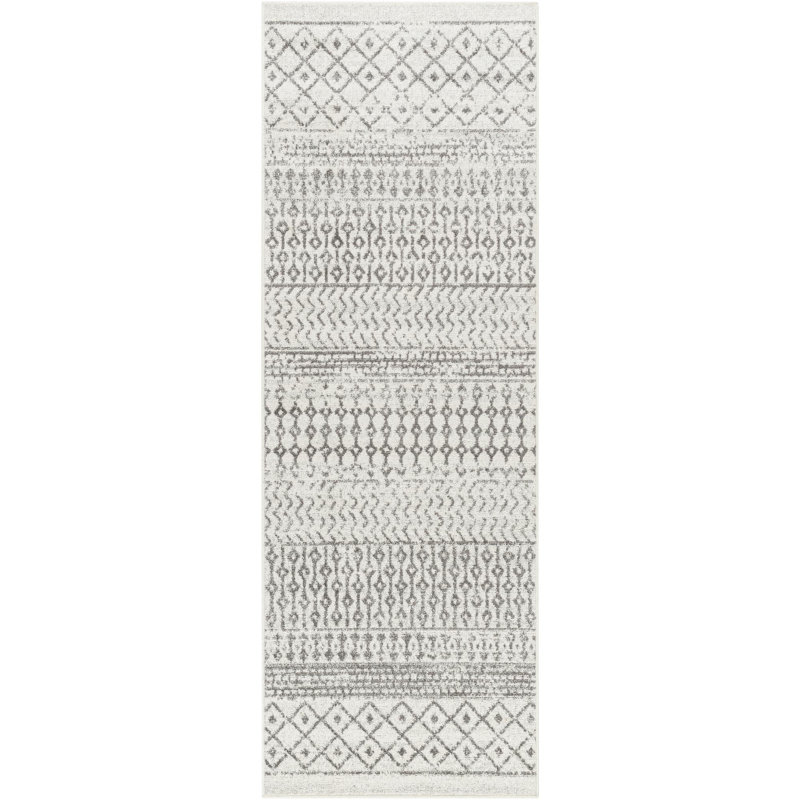 Bernhard Global Ivory/Gray Area Rug, Runner 2'6" x 12'