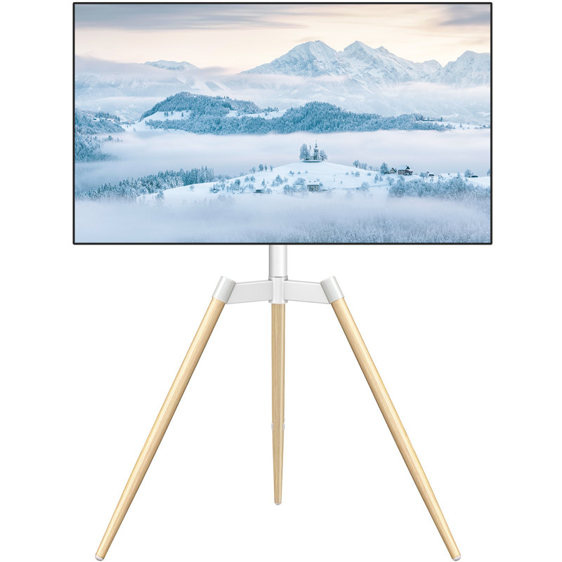 Tripod Easel TV Stand for 32-65 Inch Screen Swivel and Height Adjustment Wooden TV Floor Stand
