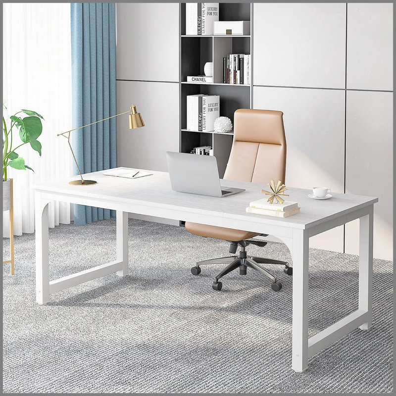 Bureau de direction 70,8 pouces, grand poste de travail moderne avec cadre en métal épais pour la maison et le bureau