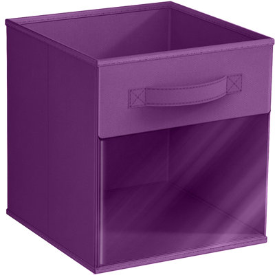 Bac de rangement 11 "avec fenêtre transparente et poignées Sorbus - organisateurs de tissu pliables 1 pièce, mauve
