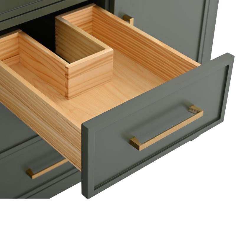 Meuble-lavabo simple 48 po Wenniah, Vert rétro / bronze brossé