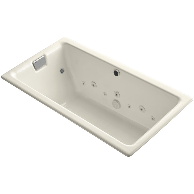 Tea-for-Two 66" x 36" Dop-In Effervescence Whirlpool Bath with Spa Package, Almond
