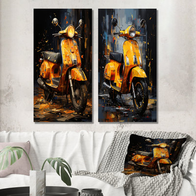 Edgy Scooter Graffiti Odyssey - Scooter Canvas Wall Art Set Of 2