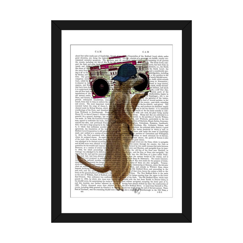 « ghetto blaster », impression sur toile tendue, H 24 po x l 16 po x P 1 po, Papier avec cadre noir, Blanc