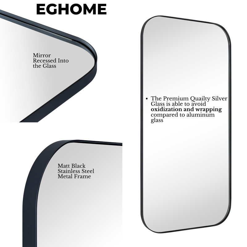 Miroir mural Josilyn, Noir mat, 40 po x 20 po