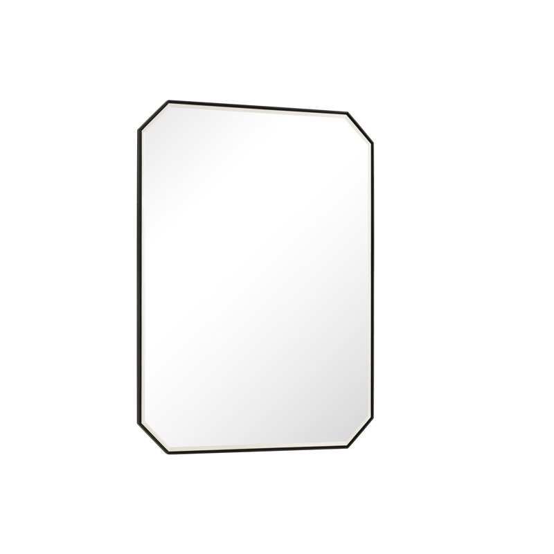 Rohe Flat Metal Beveled Wall Mirror, Matte Black, 40" x 30"