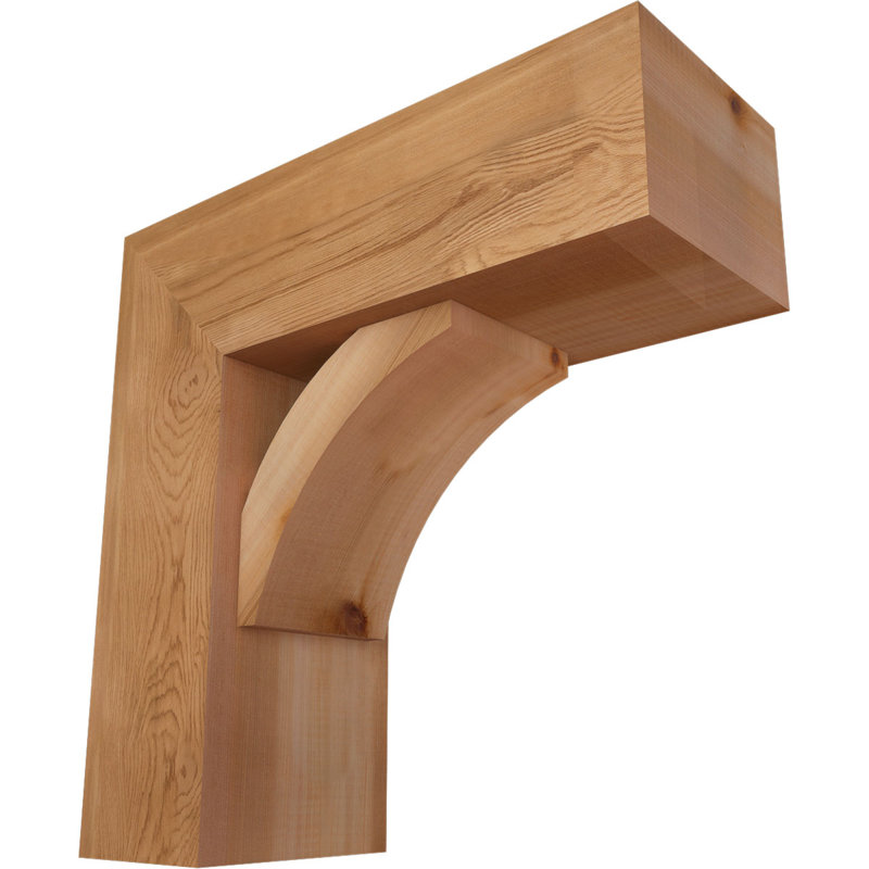 7 1/2"W x 20"D x 20"H Thorton Block Smooth Bracket w/ Offset Brace, Western Red Cedar, 20 x 20