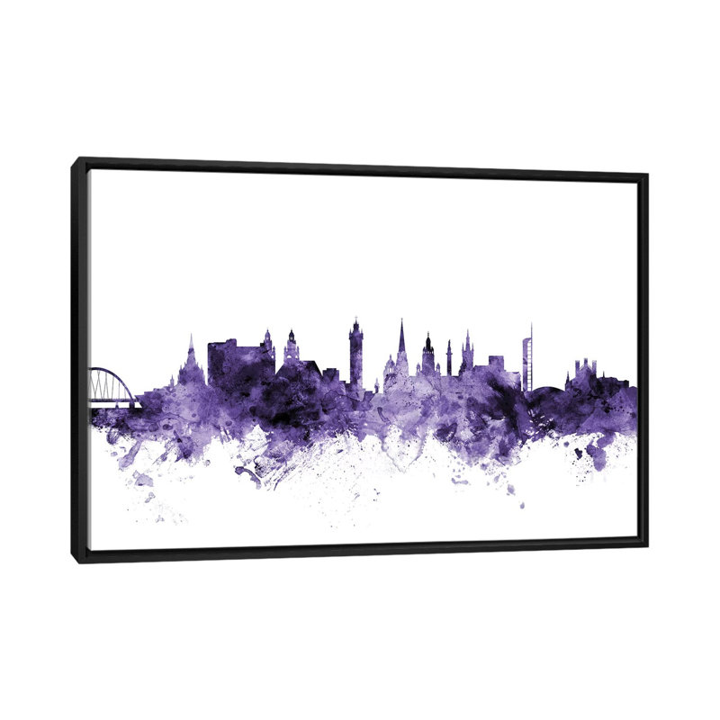«Glasgow, Écosse» par Michael Tompsett, impression sur toile tendue, H 18 po x l 26 po x P 1,5 po, Toile avec cadre noir
