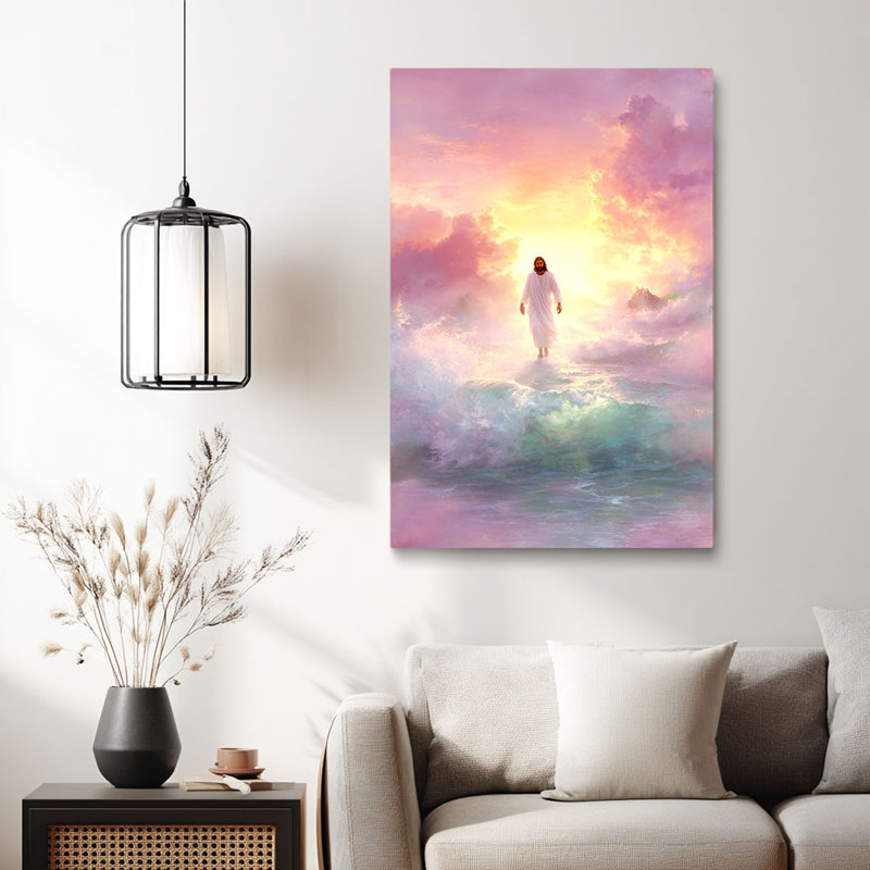 Art éthéré du Christ Jésus marchant sur l'eau, haute définition pour studio, 12*8 inch (30*20*2cm)