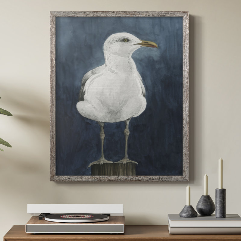 Night Gull I Framed Print - Solid Wood, 11" H x 9" W