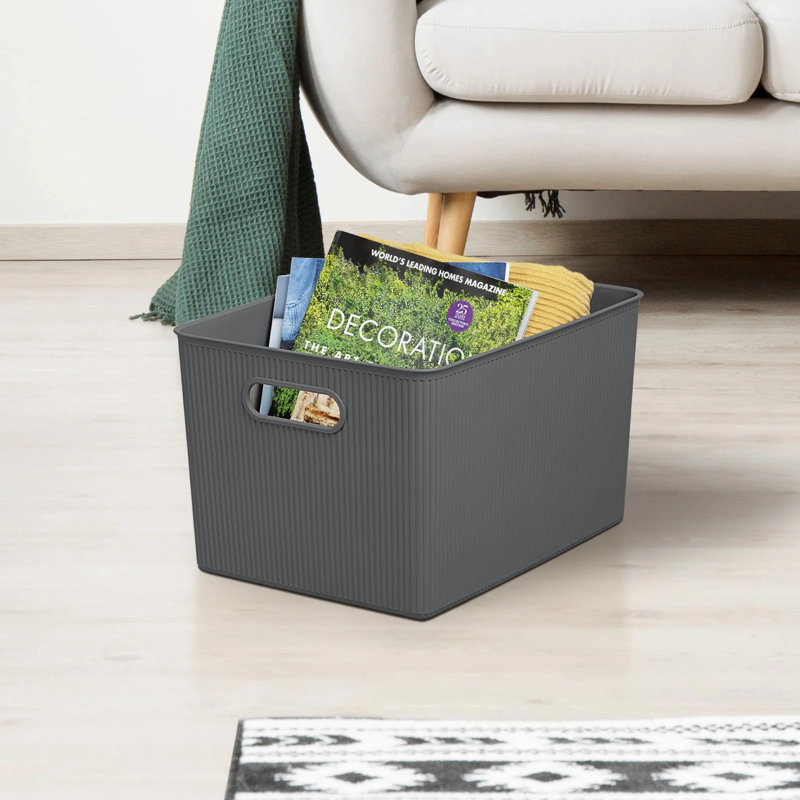 Storage Bin with Matching Lid, Grey