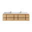 Teck flottant Cadge X P 22 po Meuble-lavabo double en D naturel clair avec bordure en bord de mer Empira blanc quartz