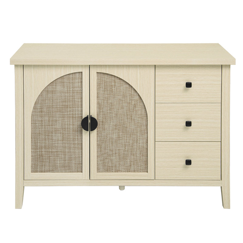 Armoire 2 portes 3 tiroirs en rotin, convenant à la chambre à coucher et au salon