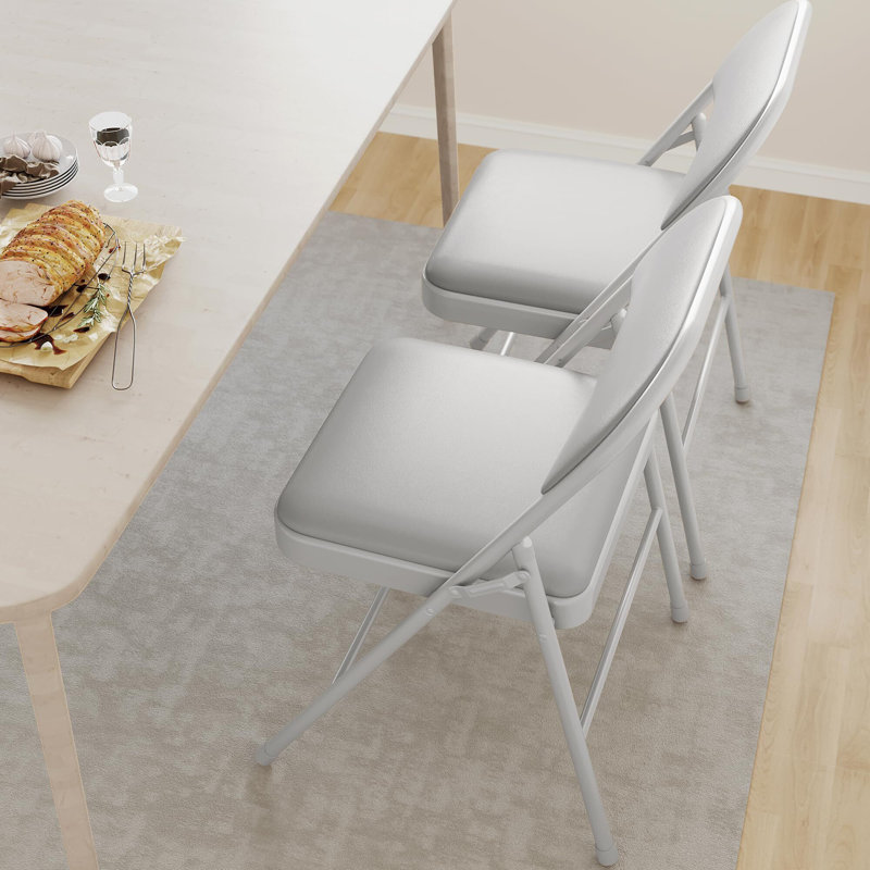 Mencos Upholstered Padded Stackable Folding Chair Folding Chair Set, Gray