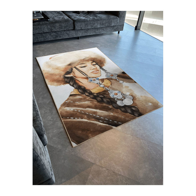 Tapis multicolore à motif abstrait de femme abstraite à motif de portrait décoratif créatif