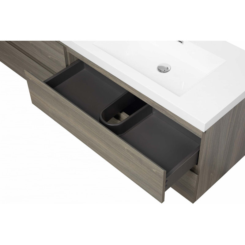 Meuble-lavabo flottant 72 po avec lavabo 72 po, Gris cendre