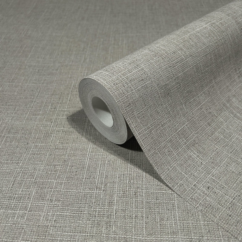 Woods and Wicker Collection Simple Plain Texture Wallpaper Roll, Gray