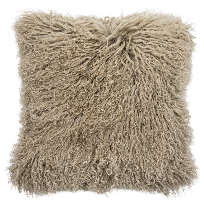 Coussin en fourrure bouclée Curla, Gris, H 18 po x l 18 po