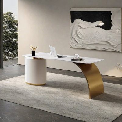 Minimalist sintered stone desk by Orren Ellis