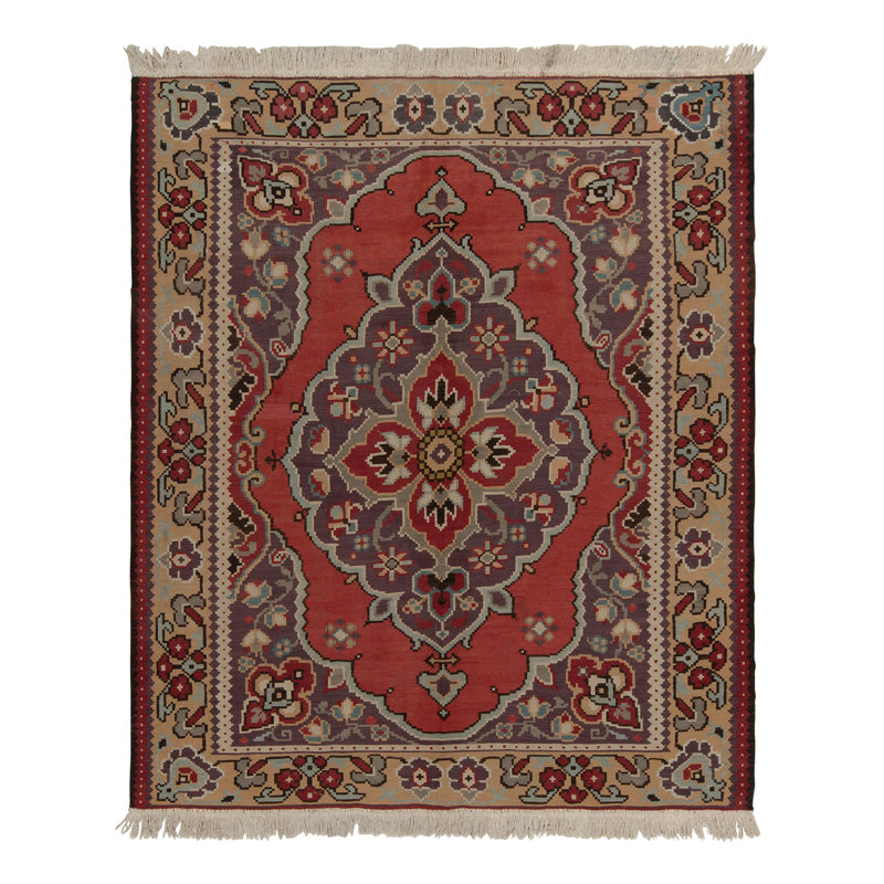 Wool Floral Area Rug in Red/Brown