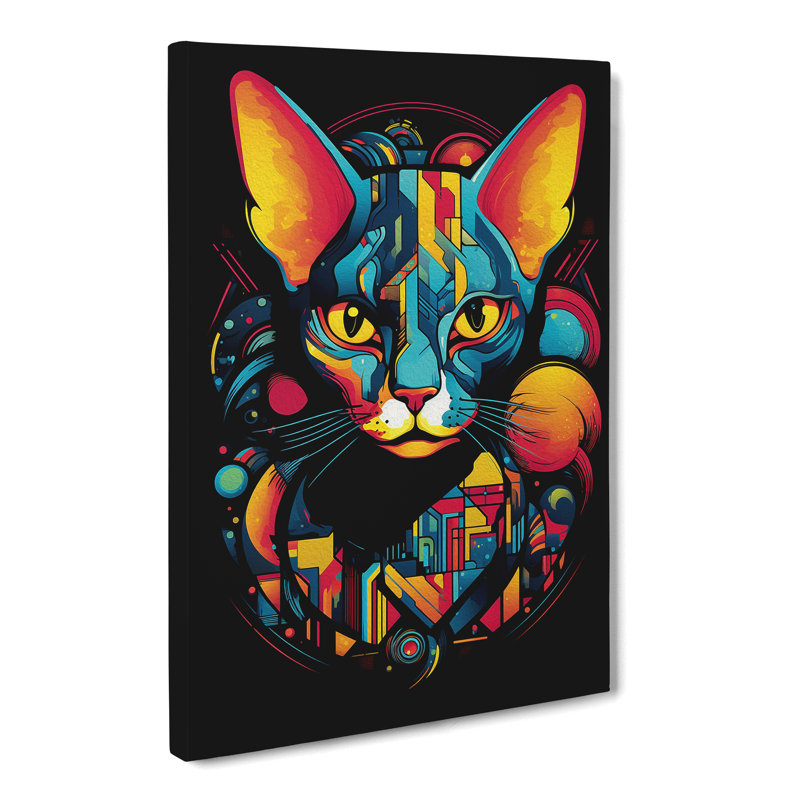 Sphynx Cat Constructivism - Wrapped Canvas Print, 60cm H x 40cm W x 3cm D