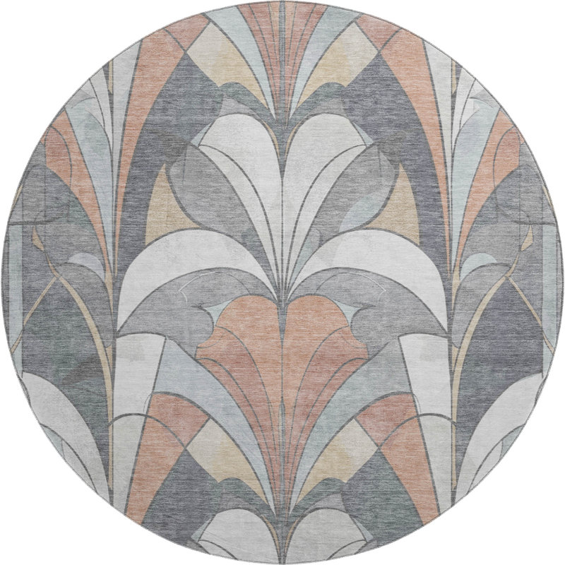 Premium Machine Washable Mayfield modern Rug, Gray, 8' Round