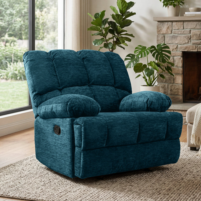 Fauteuil inclinable manuel oscillant de 42,9 po Batholo, Polyester sarcelle