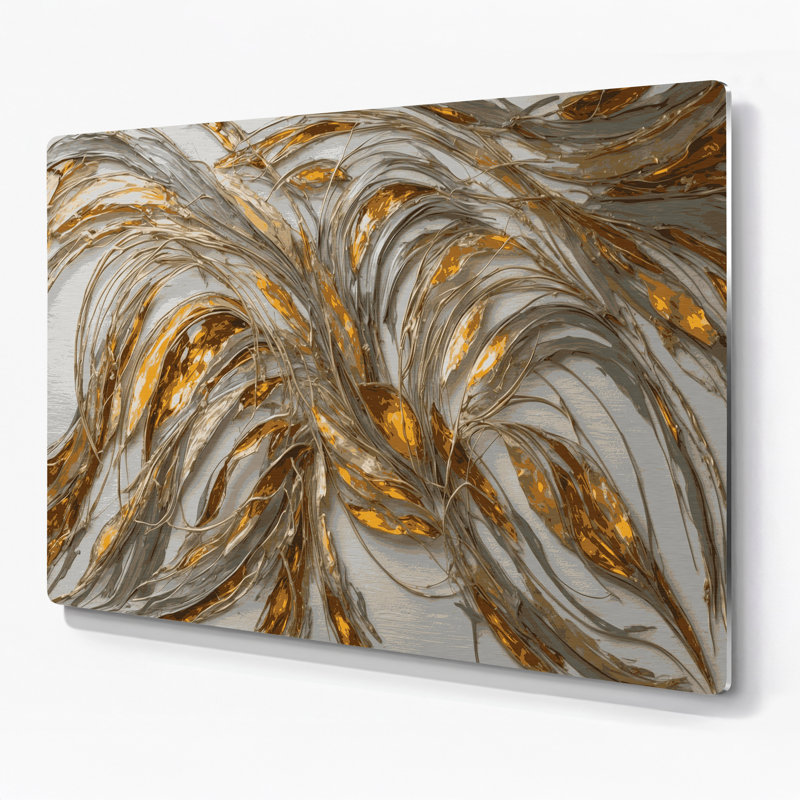 «Lyrical Abstraction 37», art mural gris en métal, H 12 po x l 18 po