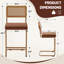 3 pièces Tabouret de bar H 26,1 po - Revêtement en velours - Structure en fer avec dossier en rotin - Tabouret pour îlot de cuisine à hauteur de comptoir - Brun-134275760