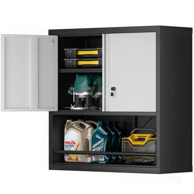 Metal Adjustable 2 Doors Metal Storage Cabinet Kitchen Pantry Cabinet With Adjustable Shelves Tall Steel Cabinet Locker For Kitchen, Living Room, Dining Room And Office
