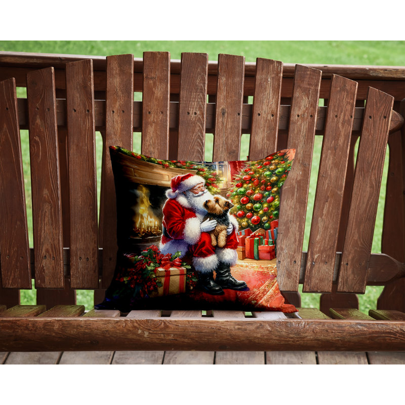 Coussin Norfolk Terrier and Santa Claus, H 14 po x l 14 po