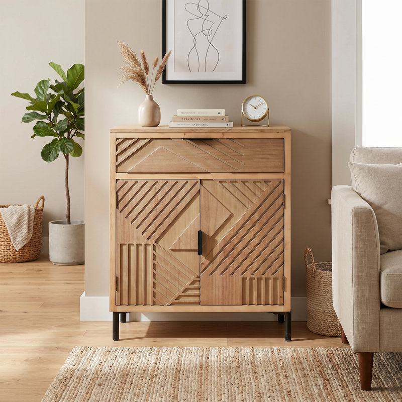32.87" Tall Solid Wood 2-door Accent Cabinet